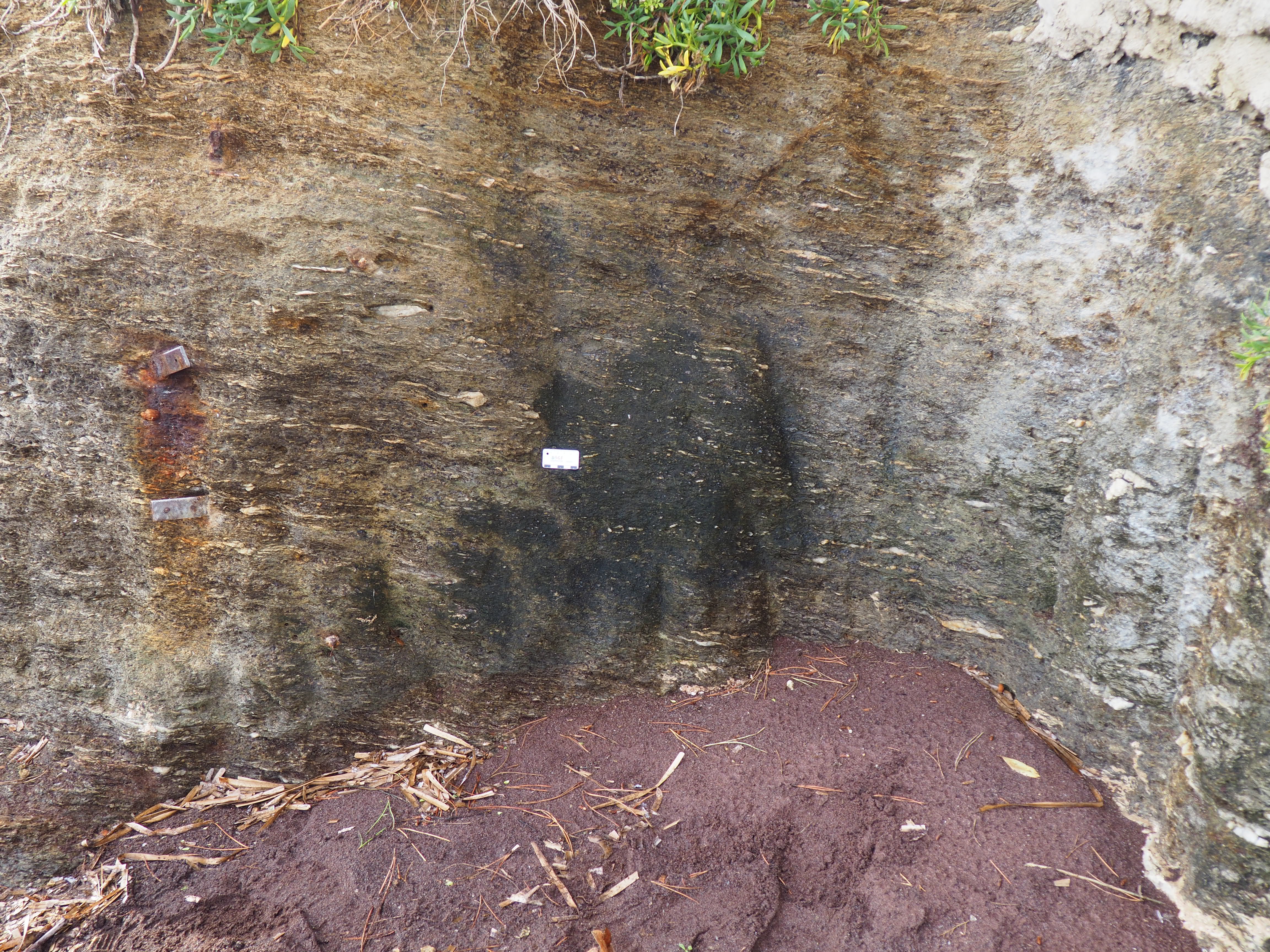 Red garnet sand at le Canadel