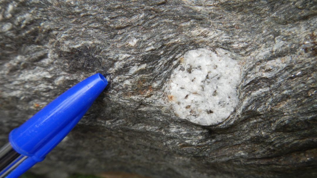 Sigma-type porphyroclast, Ferriere-Mollieres shear zone, Argentera Massif